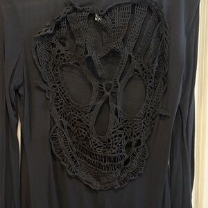 Unique Long Sleeve Top with skull cutout on back